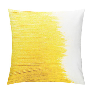 Personality  Top View Of Yellow Watercolor Brushstrokes With On White Background  Pillow Covers