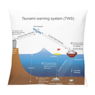Personality  Tsunami Warning System. Vector Design, Illustration. Pillow Covers