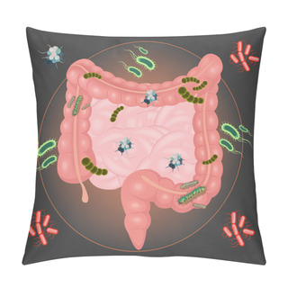 Personality  Vector Intestines With Germs And Bacteria Illustration Pillow Covers