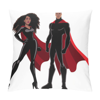 Personality  Superhero Couple Black On White Pillow Covers