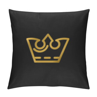 Personality  Crown Gold Plated Metalic Icon Or Logo Vector Pillow Covers