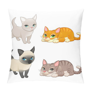 Personality  Group Of Cute Cats With Different Colors Pillow Covers