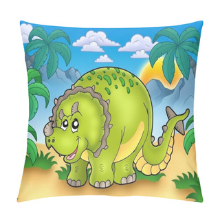 Personality  Cartoon Triceratops In Landscape Pillow Covers