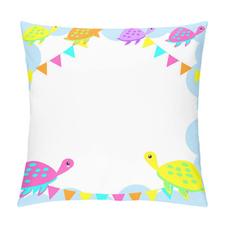 Personality  Sea World Illustration With Cute Colorful Sea Turtles Suitable For Wallpaper, Postcard And Stationery Paper Pillow Covers