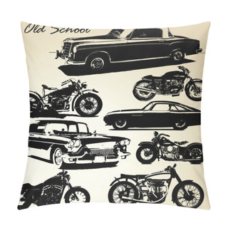 Personality  Old School Cars And Motorbikes Pillow Covers