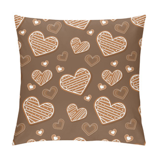 Personality  Vector Brown Background With Hearts. Pillow Covers
