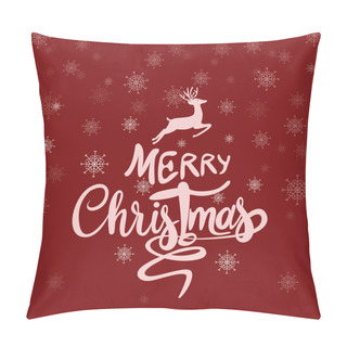 Personality  Vector With Merry Christmas Lettering Snowflakes And Deer On Red  Pillow Covers