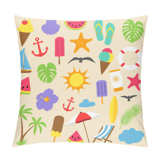 Personality  Collection Of Summer Icons. Vector. Pillow Covers