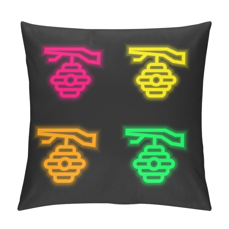 Personality  Beehive Four Color Glowing Neon Vector Icon Pillow Covers