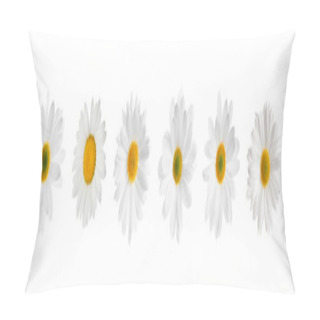 Personality  Set Of Beautiful Chamomile Flowers On White Background, Top View. Banner Design Pillow Covers
