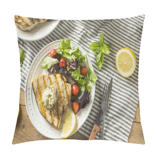 Personality  Organic Grilled Swordfish Steak With A Side Salad Pillow Covers