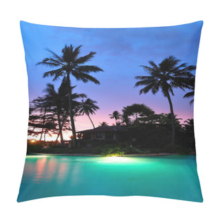 Personality  Sunset And Illuminated Swimming Pool, Bentota, Sri Lanka Pillow Covers
