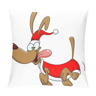 Personality  Running Dog With Santa Clothes Pillow Covers