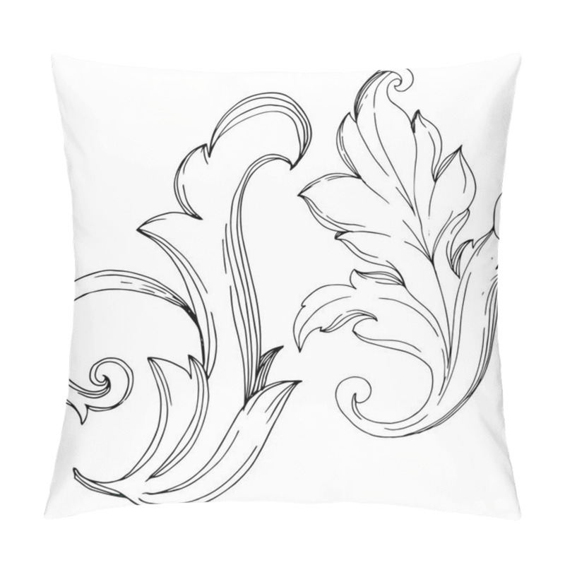 Personality  Vector Baroque monogram floral ornament. Black and white engraved ink art. Isolated ornaments illustration element. pillow covers