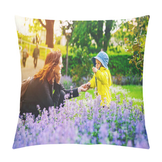 Personality  Beautiful Mother With Son In The Park In Spring Time.  Pillow Covers