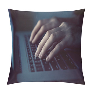 Personality  Hands With Laptop Typing In Night Pillow Covers