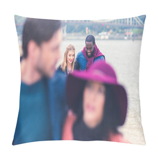 Personality  Pleasant Stroll On River Beach Pillow Covers