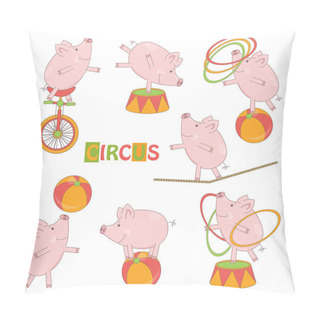 Personality  Set Of Cute Circus Little Pig Pillow Covers