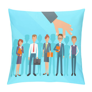 Personality  Business Hand Picking Up A Businessman. Human Resources Concept Pillow Covers