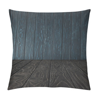 Personality  Grey Wooden Table And Dark Blue Wooden Wall Pillow Covers