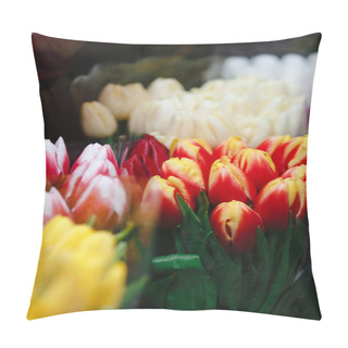 Personality  Closeup Colorful Tulips Photographed From Above Pillow Covers