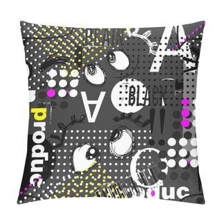Personality  Mad Eyes, Eyebrows, Inscriptions And Geometric Shapes Pillow Covers