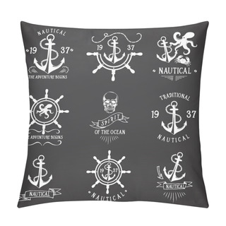 Personality  Nautical Marine, Badge Design. Pillow Covers