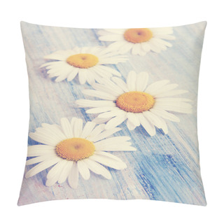 Personality  Daisies On An Blue Board, Tinted Pillow Covers