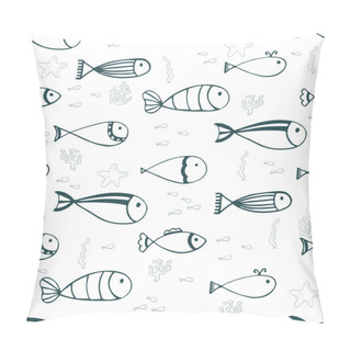 Personality  Cute Seamless Pattern With Fishes And Corals Pillow Covers