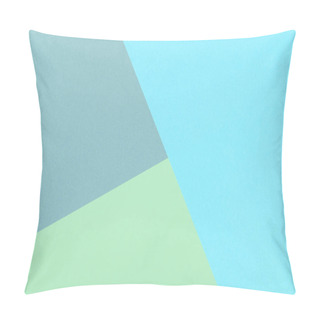 Personality  Paper Green, Blue, Gray Empty Background, Geometrically Located. Color Blank For Presentations, Copy Space. Pillow Covers