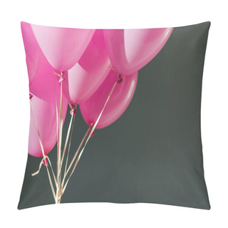 Personality  Close Up View Of Pink Balloons Isolated On Grey Pillow Covers