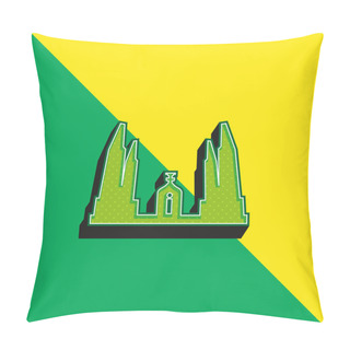 Personality  Bangkok Democracy Monument Of Thailand Green And Yellow Modern 3d Vector Icon Logo Pillow Covers