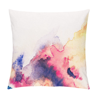 Personality  Abstract Painting With Red, Yellow And Blue Watercolor Paints On White Background Pillow Covers