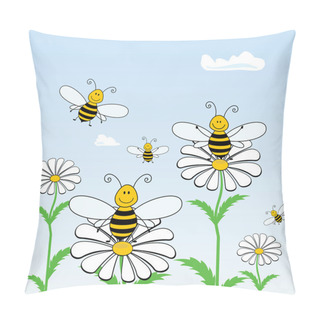 Personality  Bees On Flowers Pillow Covers