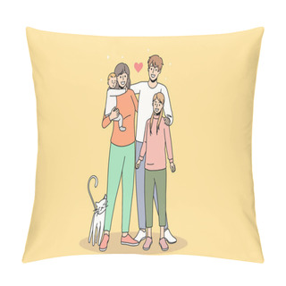Personality  Happy Family With Kids Show Love And Unity Pillow Covers