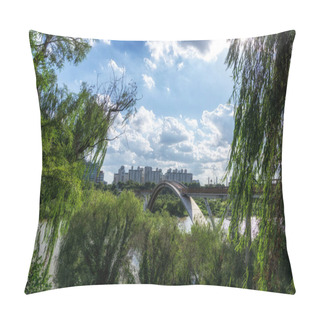 Personality  Seonyudo Bridge Viewed From The Park With The Surrounding Park Trees And Plants As Framing. Taken In Seoul, South Korea Pillow Covers
