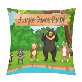 Personality  Animals And Jungle Dance Party Illustration Pillow Covers