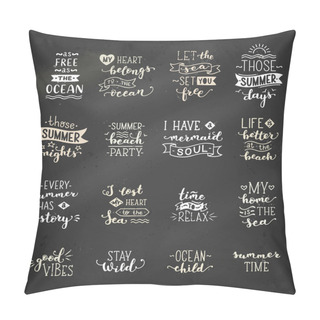 Personality  Vector Hand-drawn Chalk Lettering Quotes About Sea / Ocean. Pillow Covers