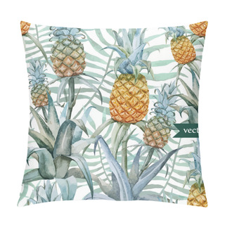 Personality  Watercolor Pineapples, Tropical Plants And Fruits - Exotic Pattern Pillow Covers