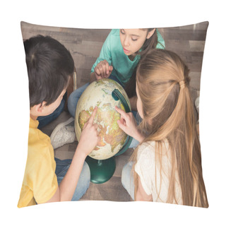Personality  Children With Globe In Library Pillow Covers