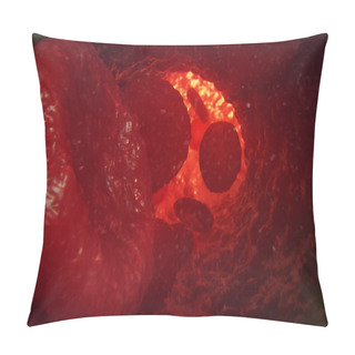 Personality  Red Blood Cells In Vein Or Artery, Flow Inside Inside A Living Organism, 3d Illustration Pillow Covers
