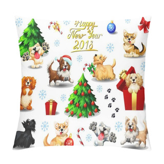Personality  Big Set Puppy Of A Dog And Object On White Pillow Covers