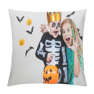 Personality  Happy Brother And  Sister On Halloween Party Pillow Covers