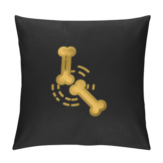 Personality  Bone Gold Plated Metalic Icon Or Logo Vector Pillow Covers