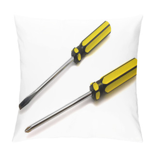 Personality  Two Screwdrivers On A White Background Pillow Covers