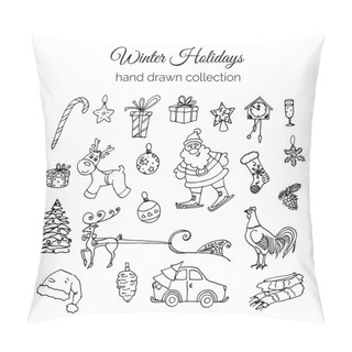 Personality  Hand Drawn Christmas Elements Set. Winter Holidays Pillow Covers