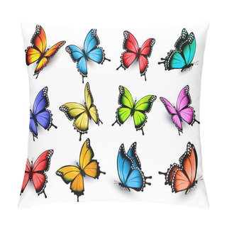 Personality  Collection Of Colorful Butterflies, Flying In Different Directio Pillow Covers