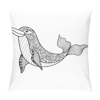 Personality  Zentangle Vector Sea Dolphin For Adult Anti Stress Coloring Page Pillow Covers