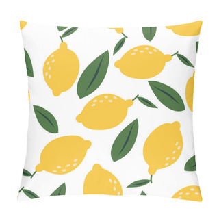 Personality  Pattern Lemons With Leaves. Design For Wrapping Paper, Textile, Vector  Background Fill. Pillow Covers
