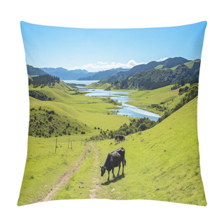 Personality  Farm Cows Grazing In Nature. High Quality Photo Pillow Covers